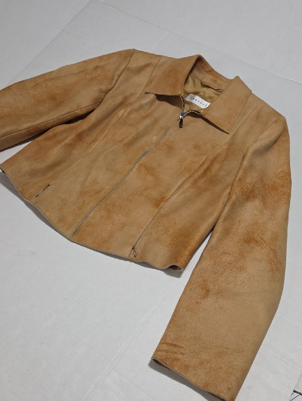 Vericci VINTAGE Women's Suede Zip Jacket - Tan